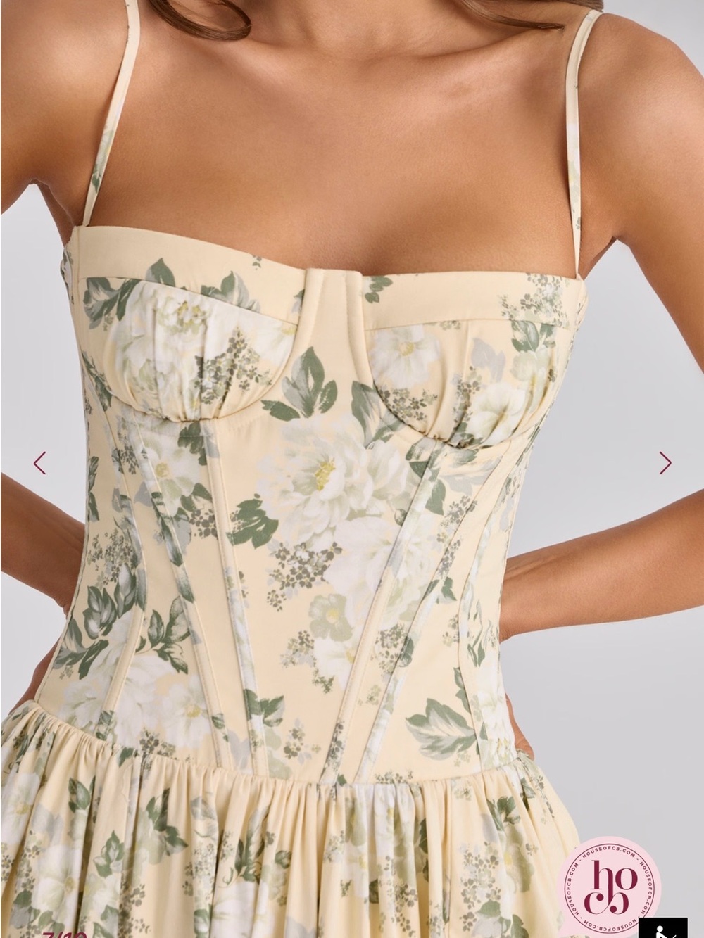 House of CB Pale Yellow Floral Bustier Maxi Dress ( worn once ) - Picture 3 of 3